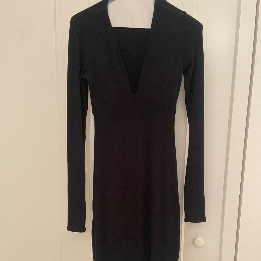 Aritzia Low neck black sweater dress, fitted